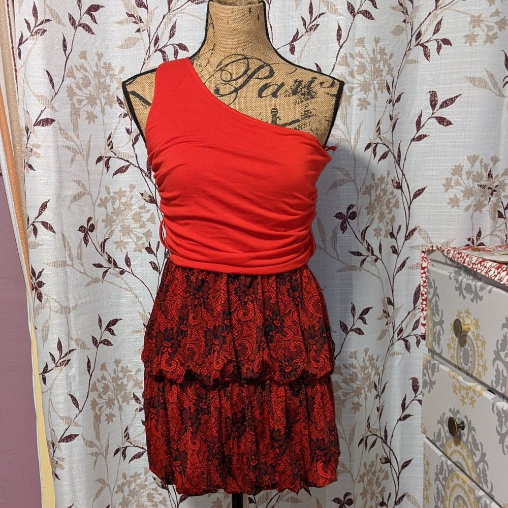 Aviva Red one-arm dress, Size: S